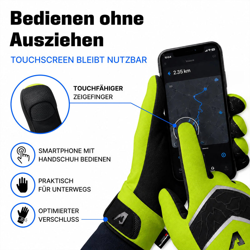 PolarTherm 2.0 in Gelb: Smartphone mit Touchscreen-Zeigefinger bedienen