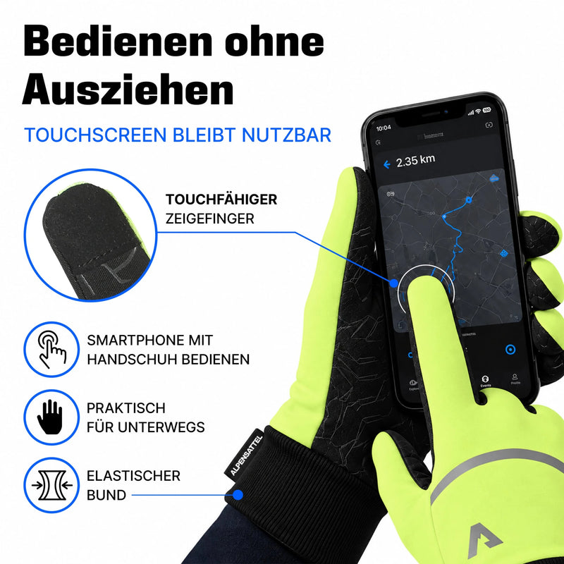 Thermo Handschuhe 3.0 in Gelb: Smartphone mit Touchscreen-Zeigefinger bedienen