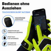 PolarTherm 2.0 in Gelb: Smartphone mit Touchscreen-Zeigefinger bedienen