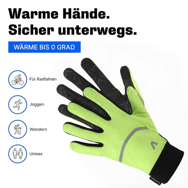 Thermo Handschuhe 3.0 in Gelb: warm bis 0 °C, für Radfahren, Joggen und Wandern