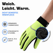 Thermo Handschuhe 3.0 in Gelb: weiches, atmungsaktives Fleece innen in Nahaufnahme